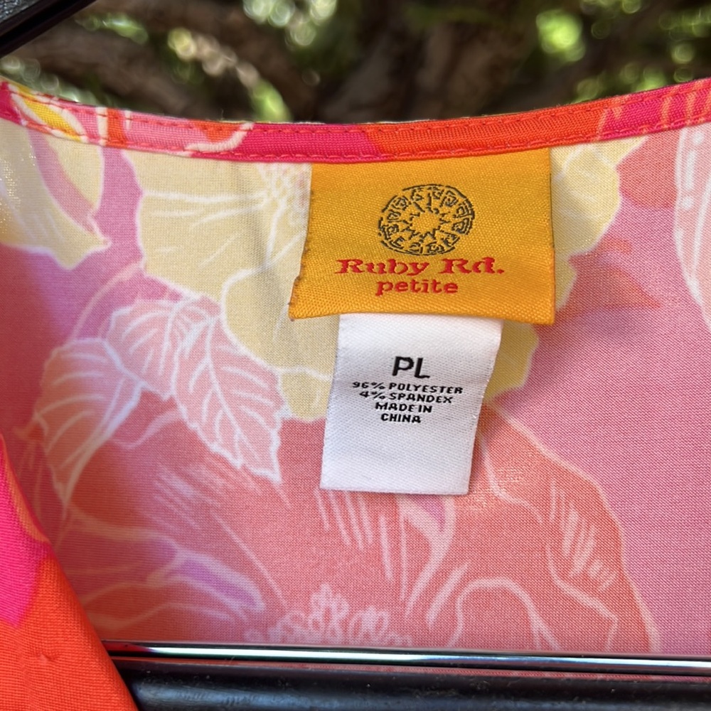 Ruby Red petite size L Floral Sleeveless Dress‎ - Pink and Yellow - Picture 3 of 11